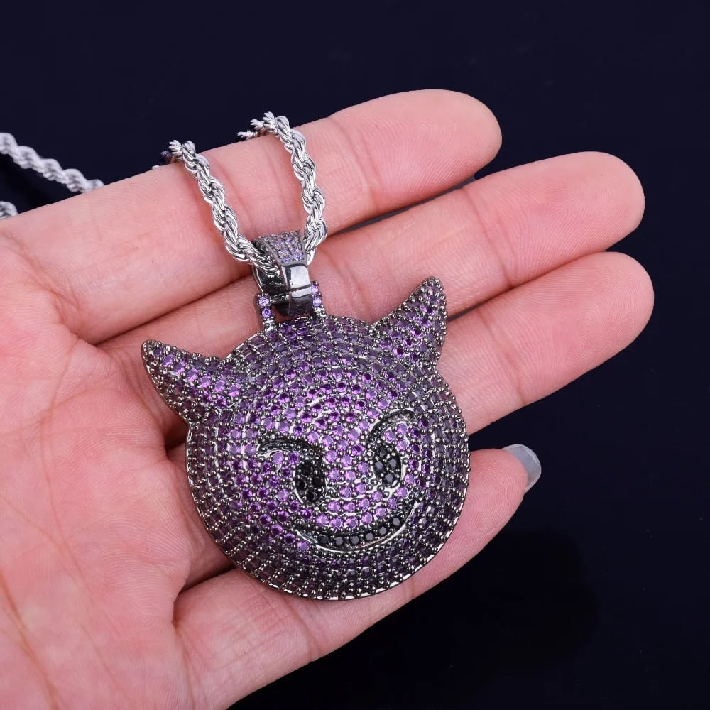 Purple Demon Necklace With Silver Pendant 